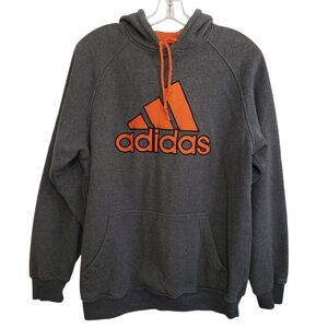 Adidas Men's Small Hoodie, Dark Grey and Orange